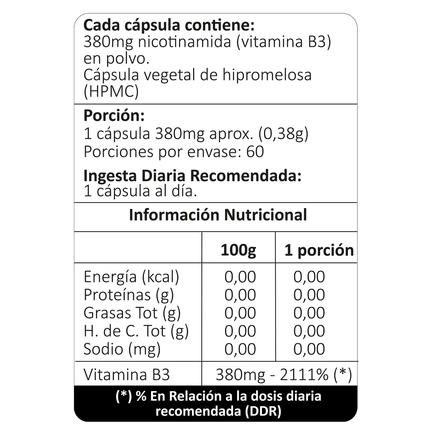 Nicotinamida, 60 cápsulas vegetales 4