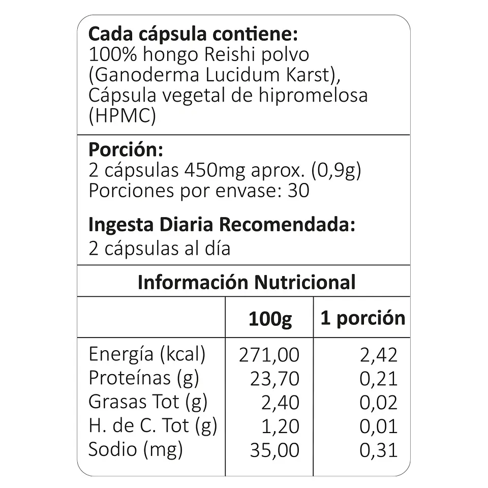 Reishi, 60 cápsulas vegetales 4