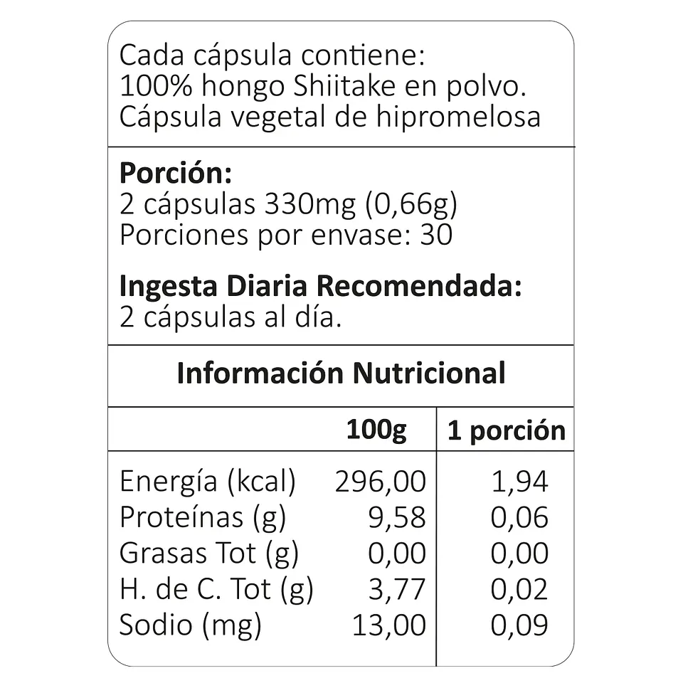 Shiitake, 60 cápsulas vegetales 4