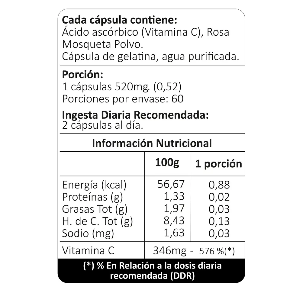 Vitamina C + Rosa Mosqueta, 60 cápsulas 4
