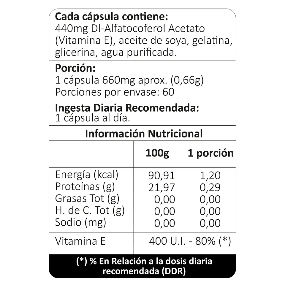 Vitamina E, 60 cápsulas blandas 4