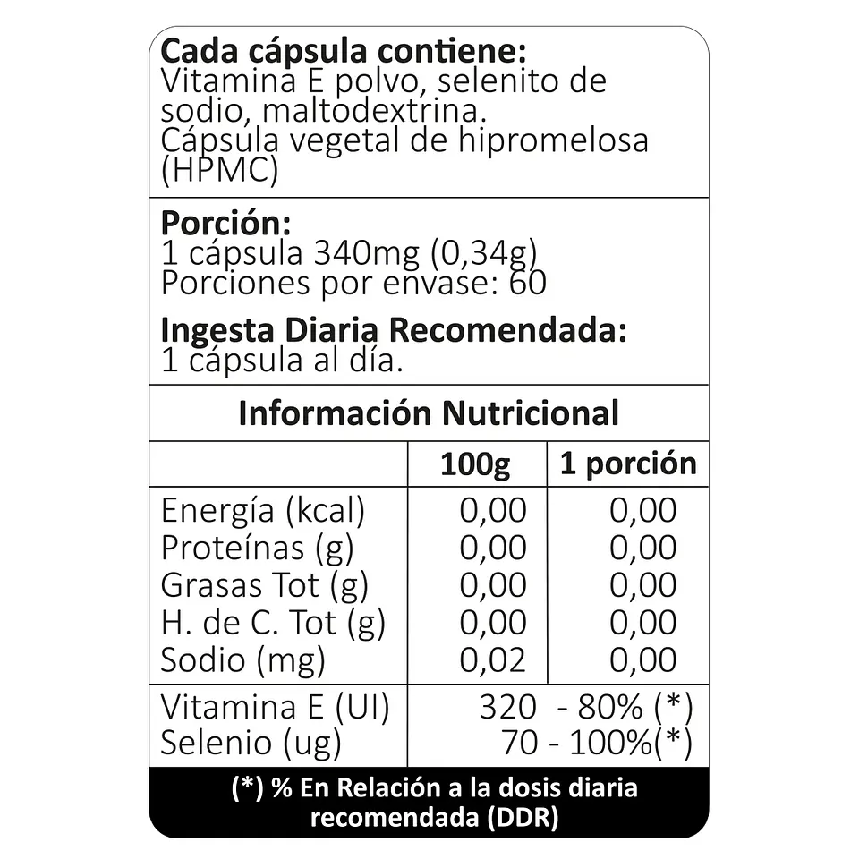 Vitamina E y Selenio, 60 cápsulas vegetales 4
