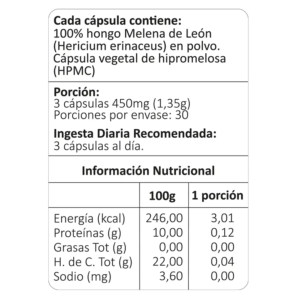 Melena de León, 90 cápsulas vegetales 4