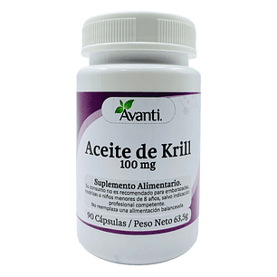 Aceite de Krill 100mg, 90 cápsulas blandas. Avanti