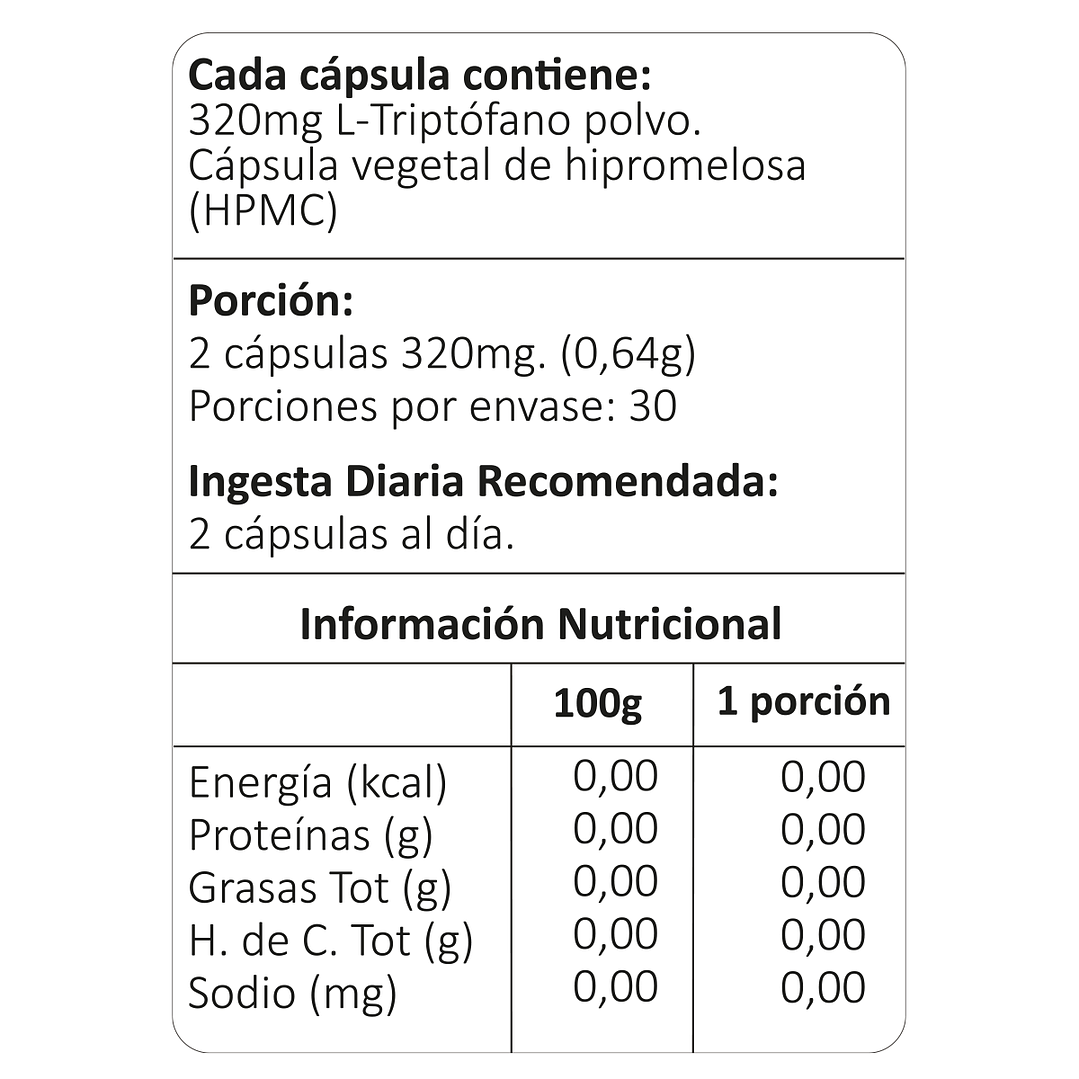 L-Triptofano, 60 cápsulas vegetales 4
