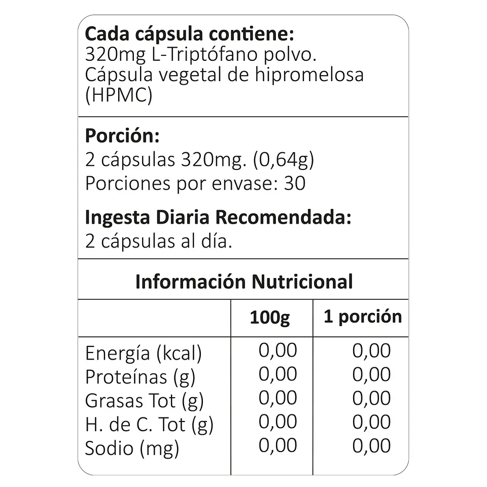 L-Triptofano, 60 cápsulas vegetales 4