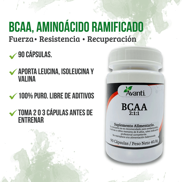 BCAA, aminoácido ramificado, 90 cápsulas 5