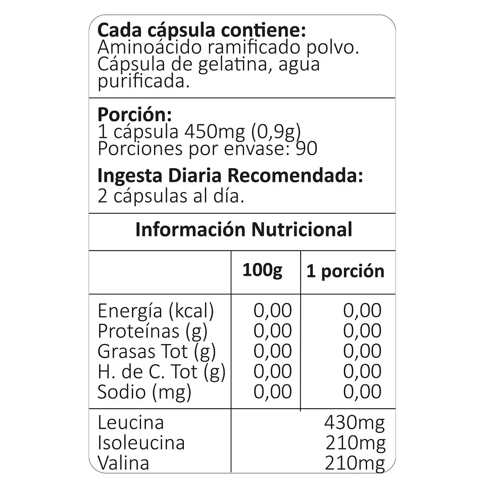 BCAA, aminoácido ramificado, 90 cápsulas 4