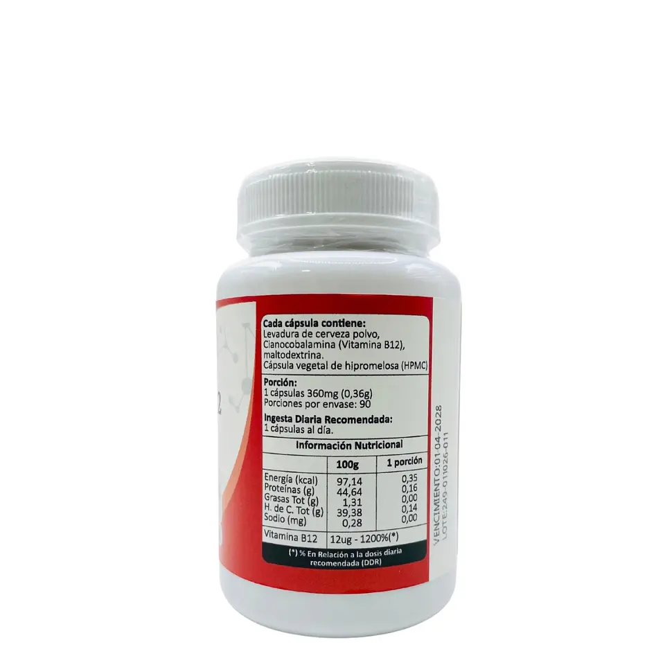 Vitamina B12 12mcg, 60 cápsulas vegetales 3