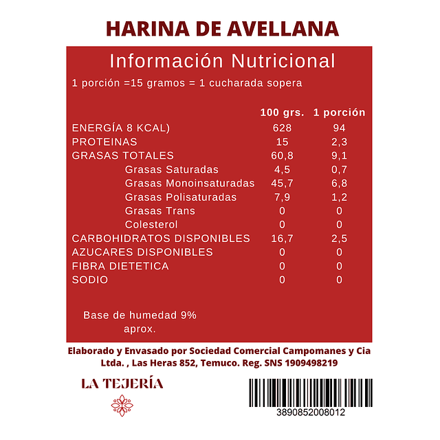 Harina de Avellana Chilena