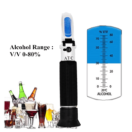 Refractómetro de mano, enómetro, detector, monitor de alcoholímetro 0-80% con ATC 40%