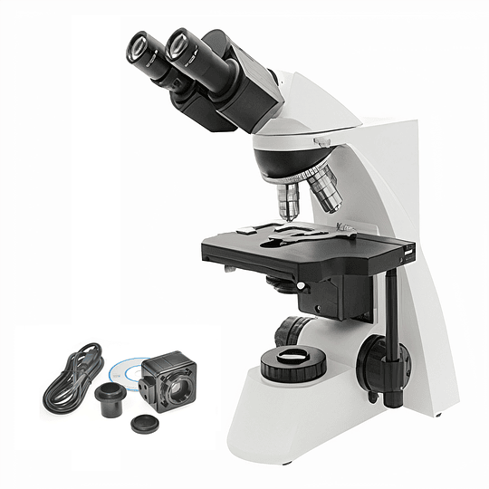 Microscopio Incluye Cámara 5MP Avanzado Kohler, Objetivos Planos, 40x-1000x, Binocular, Investigacion, Profesional, Veterinario, Laboratorio Clinico