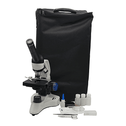 Microscopio Monocular Serie M1, 40x-1000x, Led 1W, Metalico, Bolso, Educacional, Laboratorio