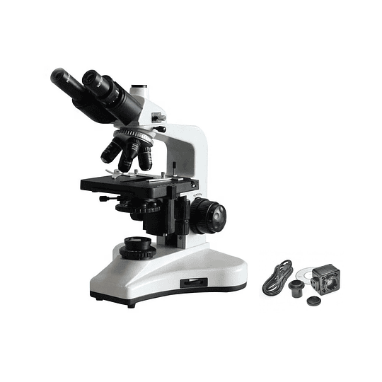 Microscopio TrinoIII, Incluye Camara 8MP, Kohler, 40x-1000x, Trinocular, Profesional, Iluminación LED, Veterinario, Laboratorio