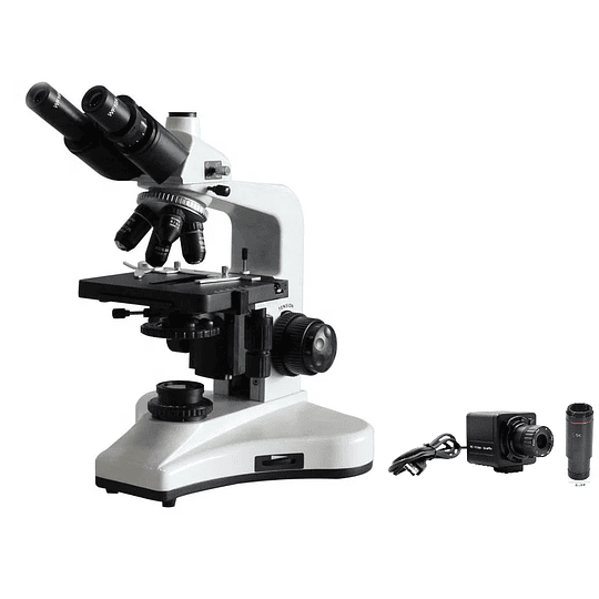 Microscopio Trinocular, Incluye Camara 8MP, 40x-1000x, Trinocular, Profesional, SemiPlan, Iluminación LED Kohler, Veterinario, Laboratorio