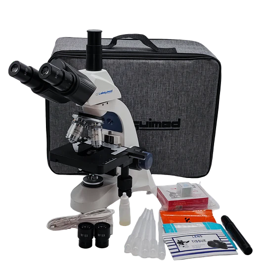 Microscopio Trinocular Led 40x-1600x, Mod. BL-220TV , Bolso de Transporte, doble Led, Educacional