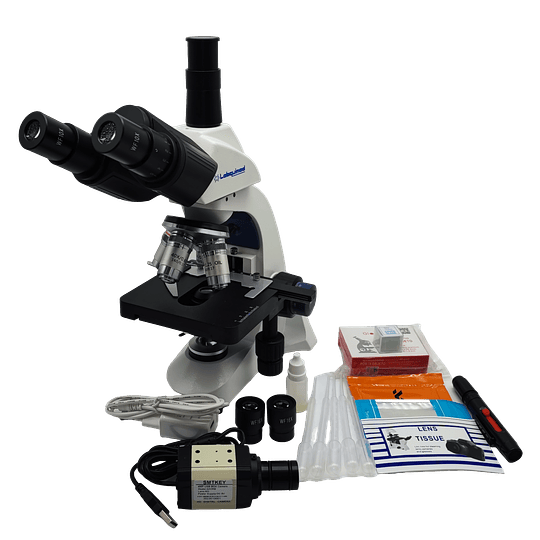 Microscopio Con Camara 5MP, Trinocular, 40x-1600x, Bolso de Transporte, Led, Educacional