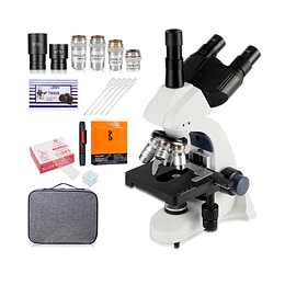 Microscopio Trinocular Led 40x-1600x, Mod. BL-220TV , Bolso de Transporte, doble Led, Educacional