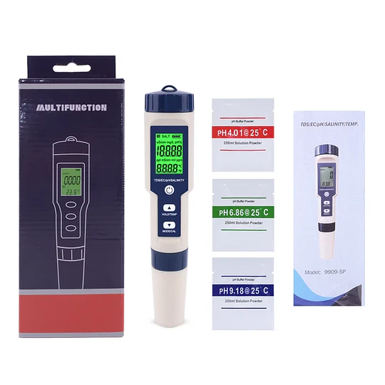 Ph Digital 5 en 1, TDS, EC, PH, Salinidad, Temperatura