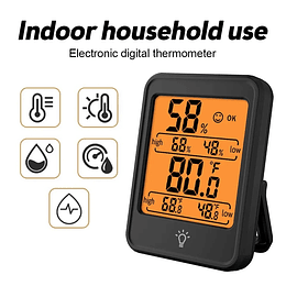 Termómetro de habitación con higrómetro digital LCD con imán de soporte, Modelo T2