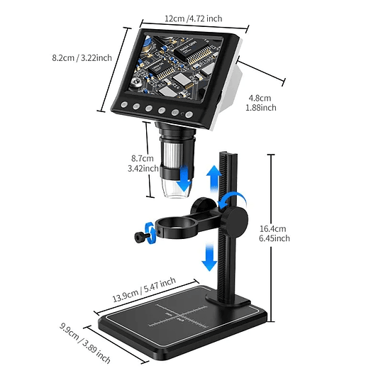 Microscopio Digital LCD de 4,3 pulgadas para niños 50x Aumentos, para ver Monedas, Tejidos, Plantas, lupa USB, Micro alcance con soporte alto, 8 LED