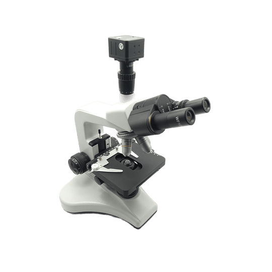 Microscopio Trinocular, Incluye Camara 8MP, 40x-1000x, Trinocular, Profesional, Acromatico, Iluminación LED Kohler, Veterinario, Laboratorio
