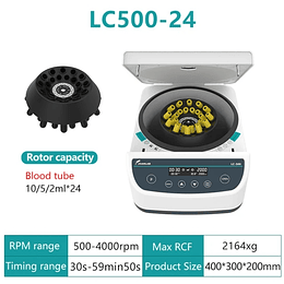 Centrifuga para Laboratorio 24x10ml, 4000RPM, Digital, Control Electrónico, Apertura de Puerta Electrónica.