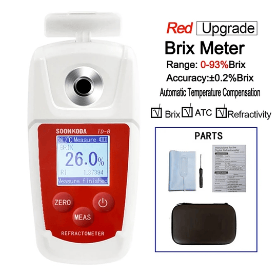 Refractometro Digital 0 ~ 93% Brix, Marca Soonda, Bateria AA