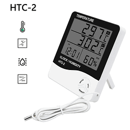 Termometro higrometro interior y exterior Reloj con sonda HTC-2