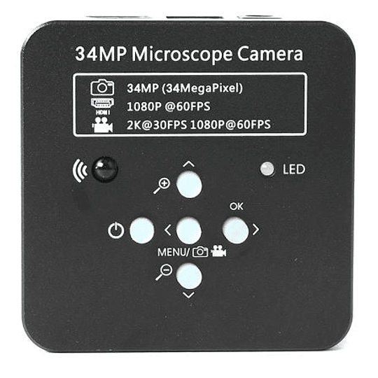 Cámara para Microscopio, Video en Full HD en PC y 2K en Monitor, 32 GB MemoriaSD, Adaptadores, Chip 38 megapixeles