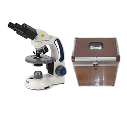 Microscopio Binocular Swift(Motic) + Caja de Aluminio de Transporte y Almacenamiento, Modelo M3702CB-4, Reacondicionado