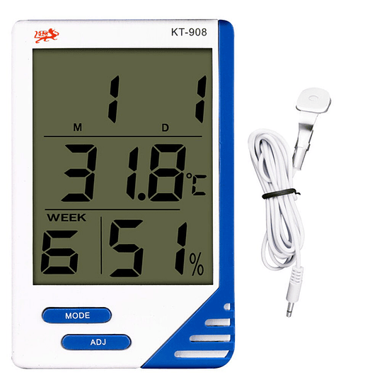 Termometro Higrometro Digital Ambiental Max.Min, Reloj kt908