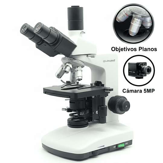 Microscopio Trinocular, Camara 5MP, Profesional, Plan Acromatico, Seidentopf, Cuerpo de Metal, 40x-1000x, Modelo T2-SP, Led 3W, Educacional, Veterinario, Laboratorio