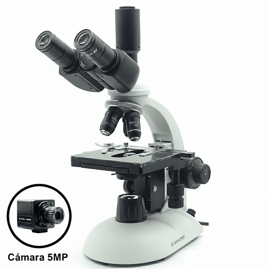 Microscopio Trinocular Camara 5MP, Profesional, 40x-1000x, Siedentopf, Cuerpo de Metal, Modelo T1, Iluminacion Led 3W, Educacional, Veterinario, Laboratorio