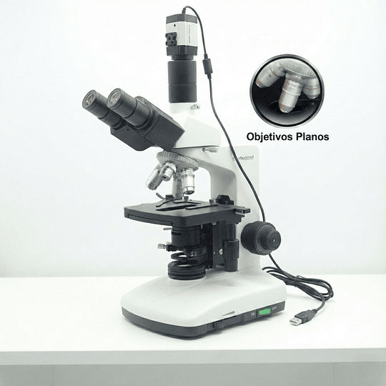 Microscopio Trinocular Profesional, Camara 4MP, Plan Acromatico, Seidentopf, Cuerpo de Metal, 40x-1000x, Modelo T2-SP, Led 3W, Educacional, Veterinario, Laboratorio