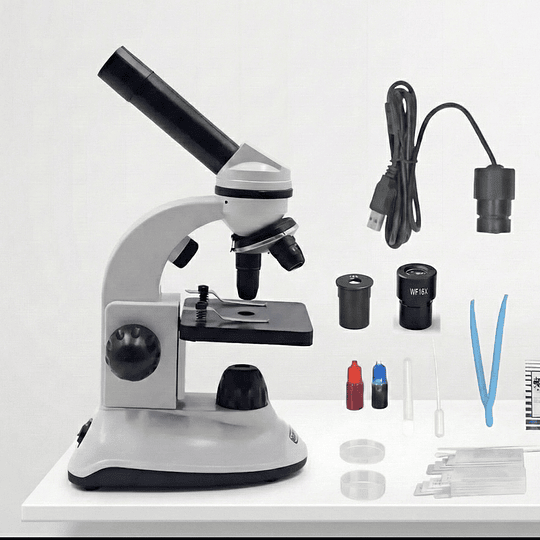 Microscopio Monocular con Camara, 40x-640x con Set, Dual Led, Marca JoanLab, Educacional, Mod. XSP60, LED, Inalambrico