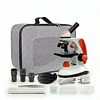 Microscopio Monocular Duo Educacional 40X-2000X, Bolso, cuerpo de metal, con kits y accesorios.