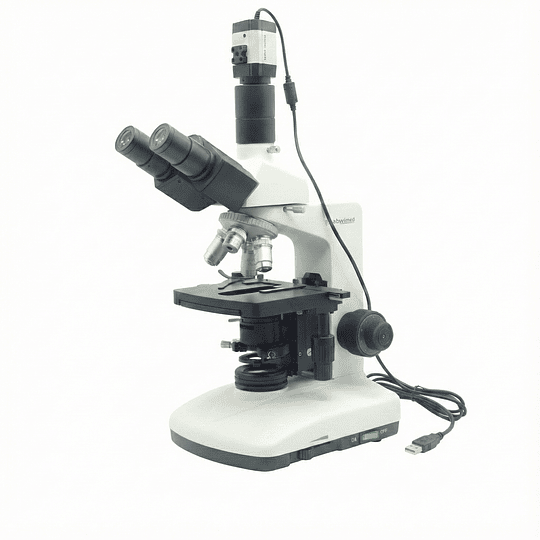 Microscopio Trinocular Profesional, Camara 4MP, Plan Acromatico, Seidentopf, Cuerpo de Metal, 40x-1000x, Modelo T2-SP, Led 3W, Educacional, Veterinario, Laboratorio