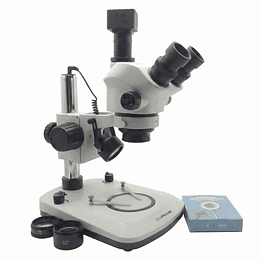 Microscopio Stereo Camara 5MP, Trinocular, 3.5x-100x Zoom, Led Transmitida e incidente , Barlow 0.5x - 2.0x, Simul Focal, Model TB