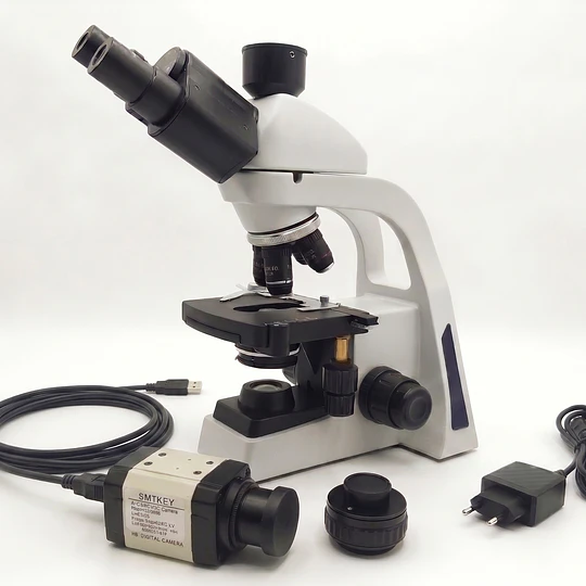 Microscopio Biológico Trinocular de 40x a 1000x T1-OMD con camara 4 mp