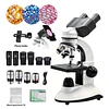 Microscopio Binocular Educacional, Dual, 40x-2500x, Led, Batería, Accesorios.