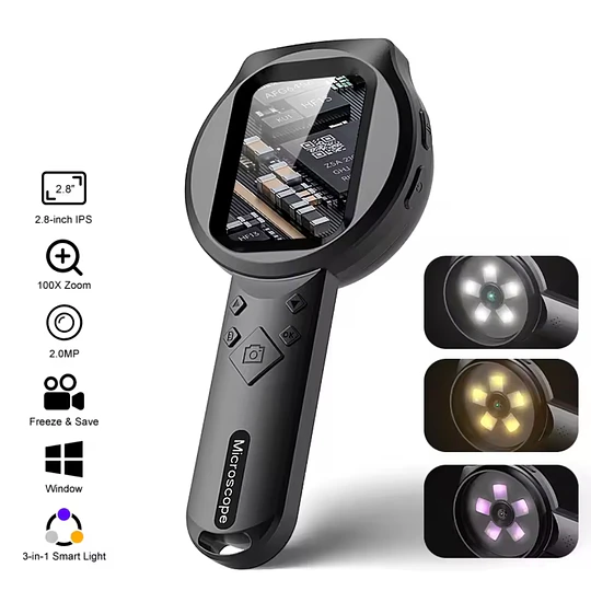 Lupa Digital IPS de 2,8 pulgadas HD 1080P 100X, microscopio portátil, lupa de mano para reparación electrónica, control de joyas