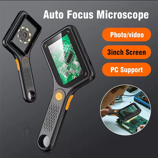Microscopio Digital portátil, pantalla a Color IPS de 3,0 pulgadas, enfoque automático, microscopios de vídeo de monedas de 2MP