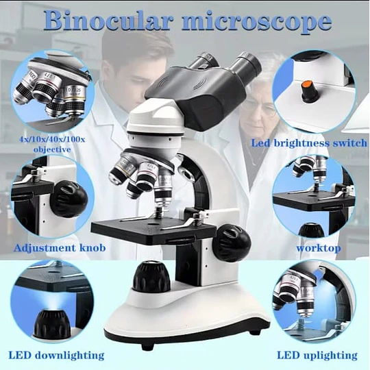 Microscopio Binocular escolar de 40x-2500x con Bolso