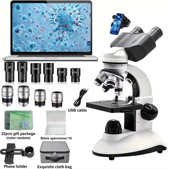 Microscopio Binocular escolar de 40x-2500x con Bolso