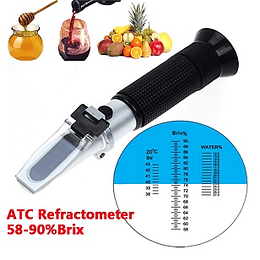 Refractometro Optico ATC Miel, Jarabe Rango: 12,0 - 27,0% (agua en miel); 58 - 90 % Brix., Baume: 38 - 43