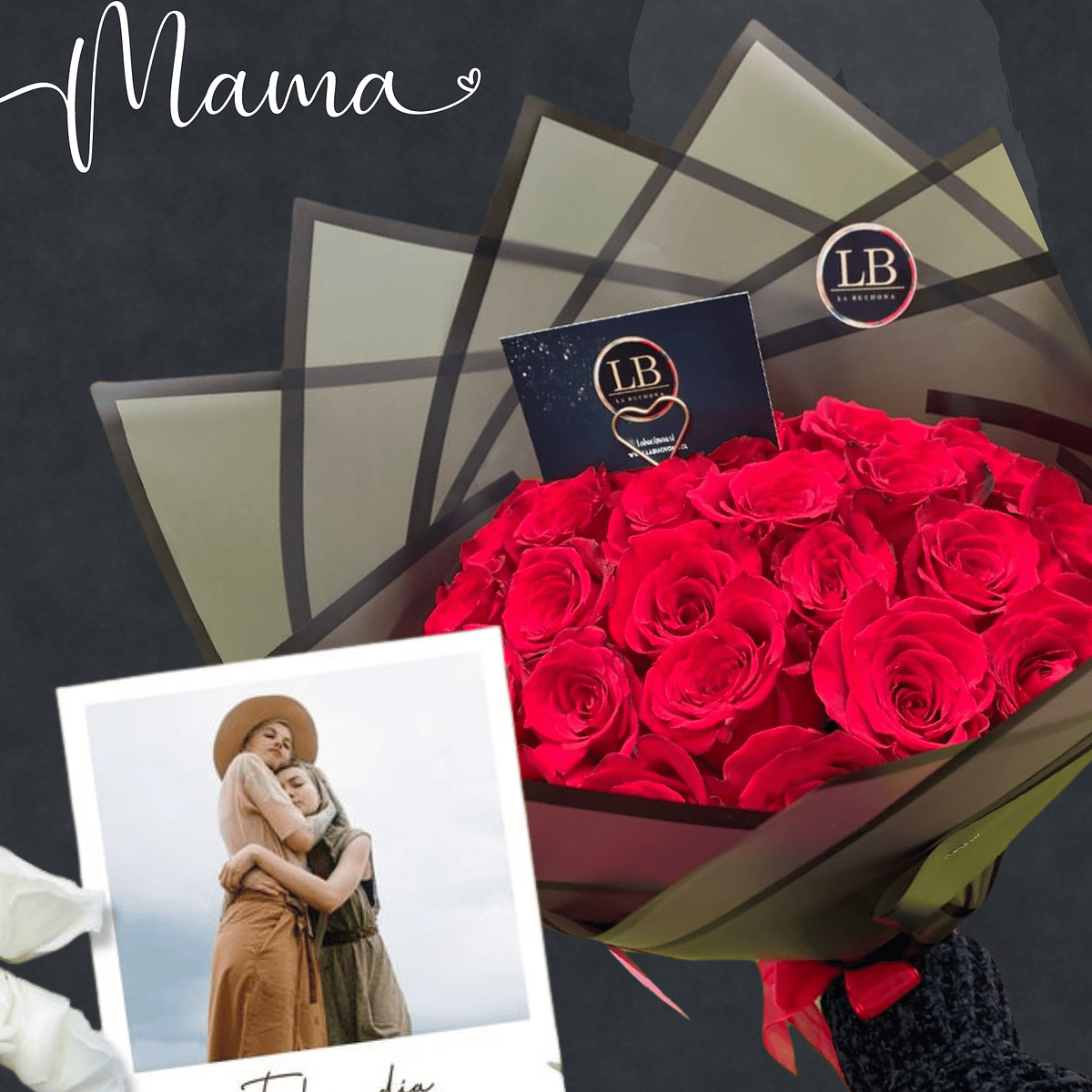 Ramo 50 Rosas Naturales + Foto con mamá 1