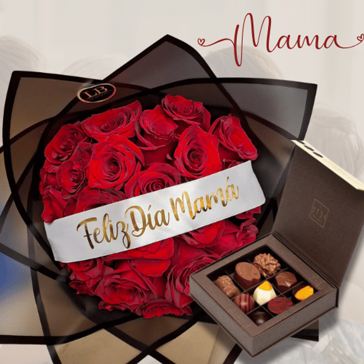 25 Rosas Naturales + Caja de Bombones  1