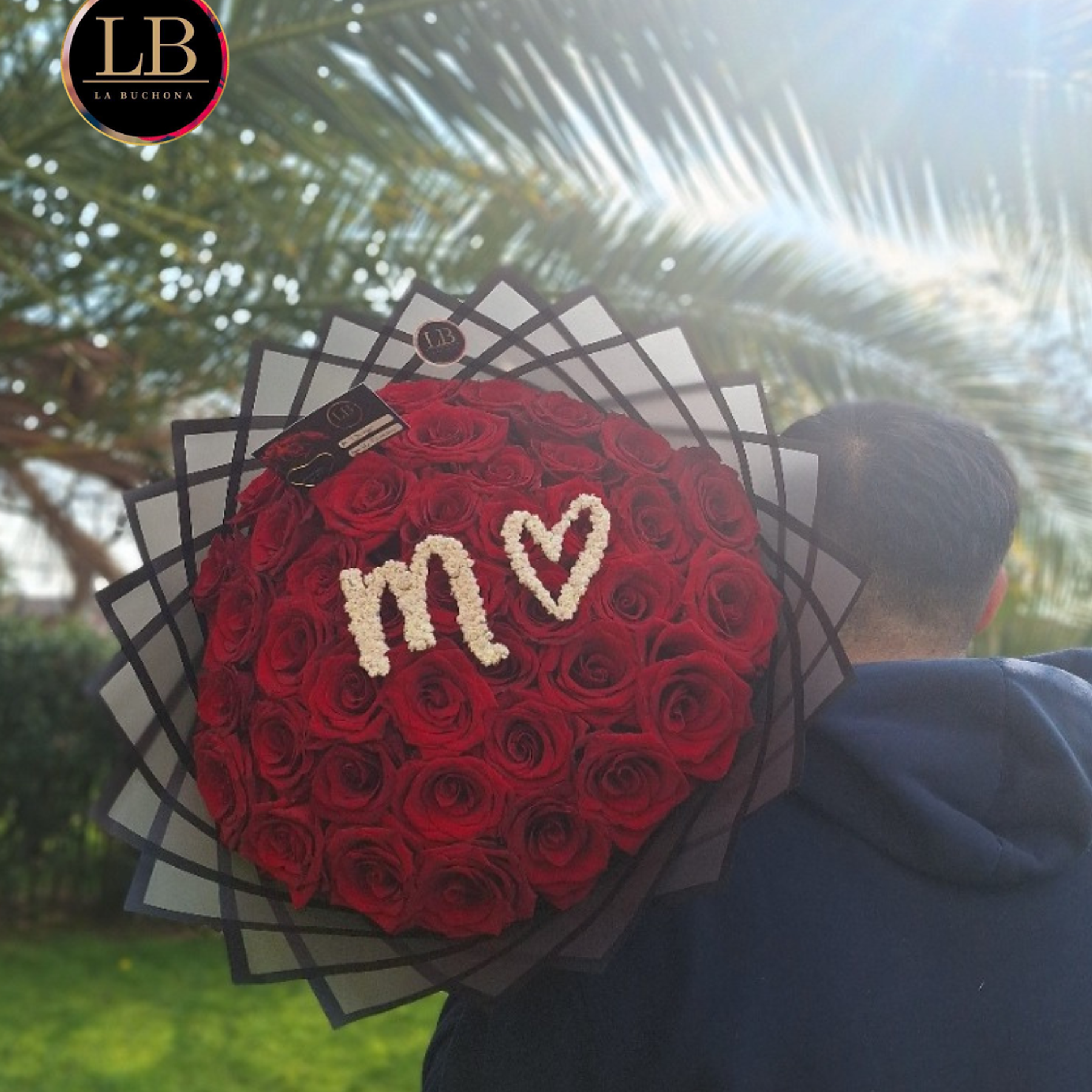 Ramo 40 Rosas Naturales + Inicial  1