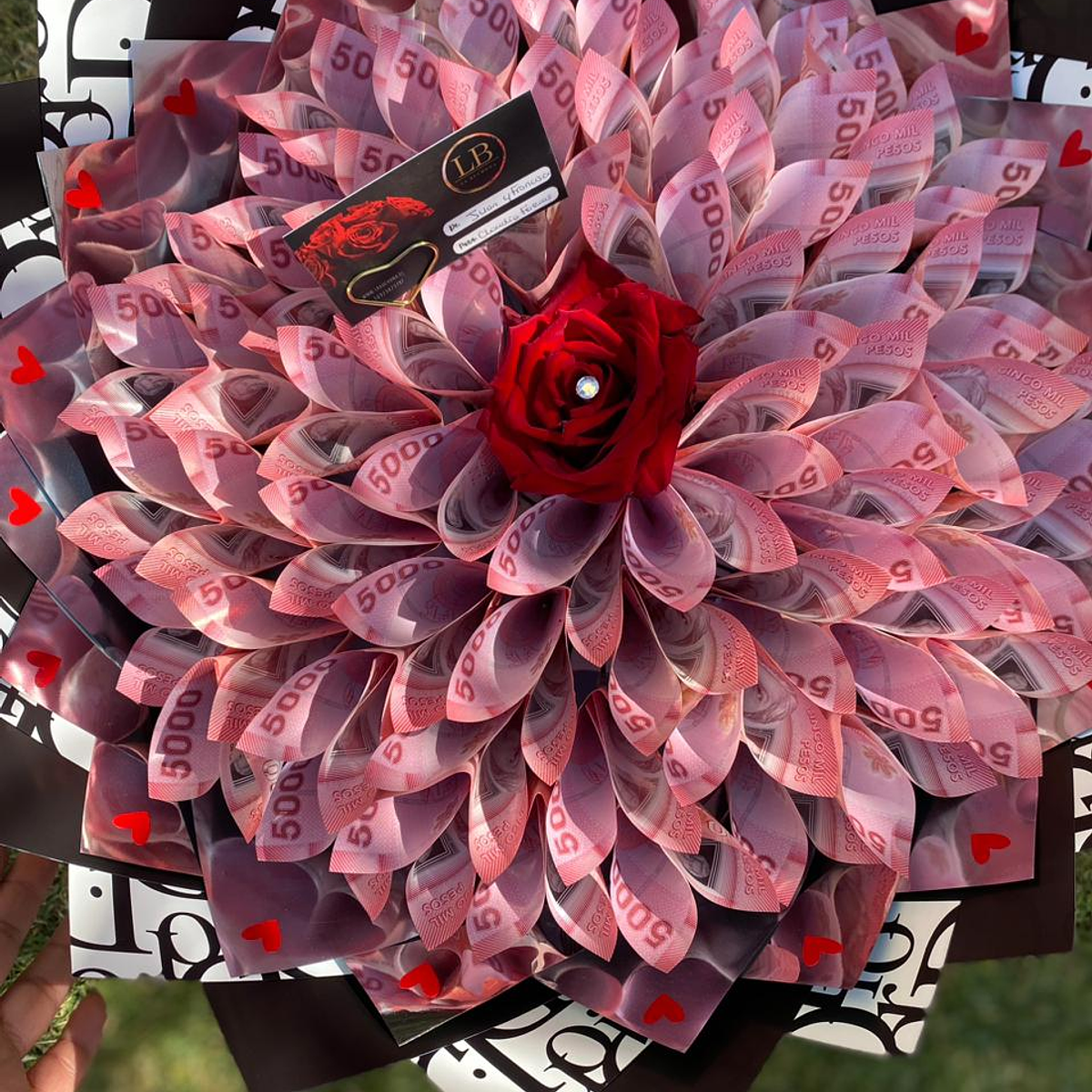 Ramo de Billetes con Rosas Natural  1